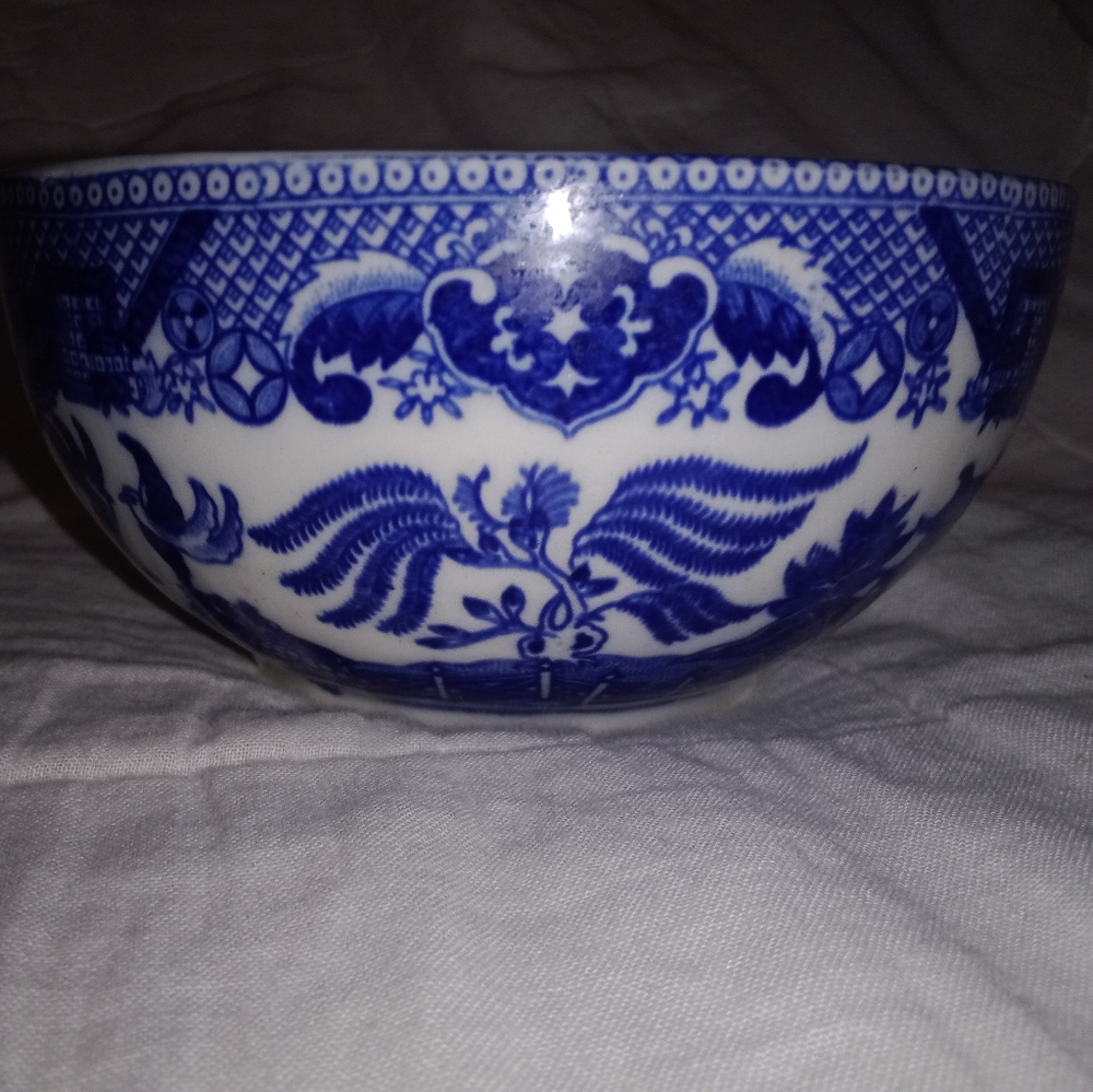 Vintage Blue And White Asian Rice Oriental Bowl Made in Japan